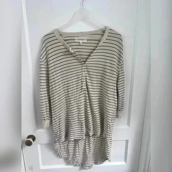 The Great Shirttail Henley Top Striped High Low Oversized Tunic Knit Size S - Picture 1 of 4